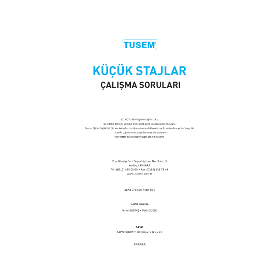 Küçük Stajlar Tus Soru Kitabı